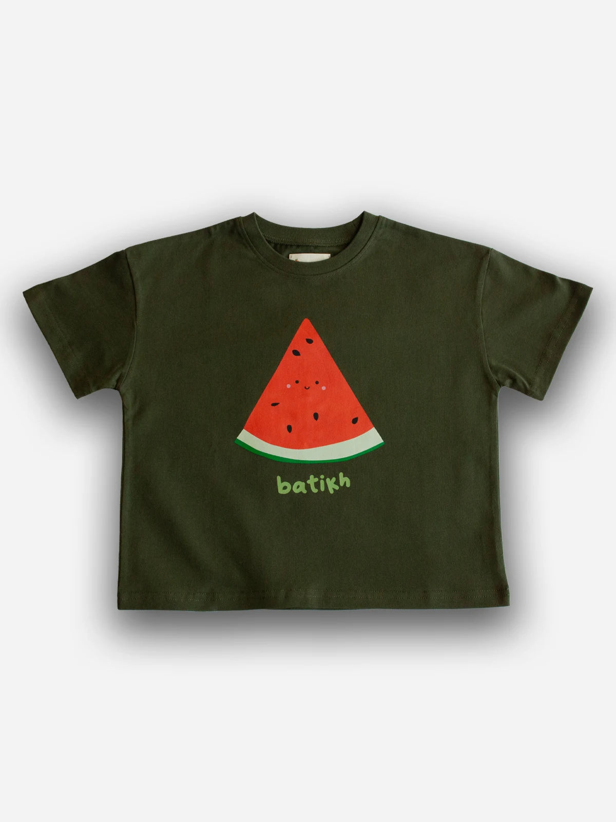 Green Batikh kids tee with watermelon illustration